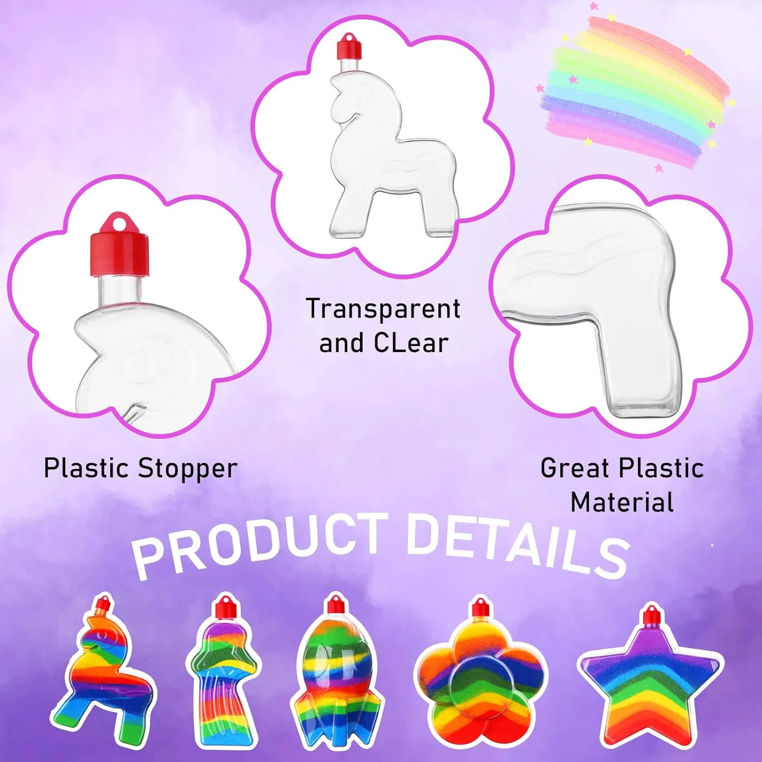 Bottles Plastic Sand Art Bottles termite comprehensive incise ponder DIY Colored Sand Bottle Kit Sand Art Activity Kit for DIY Art Activity Fun Party Supplies, Mix 10 Style 60Pcs Sand Art Bottles Star Butterfly Shaped Plastic 