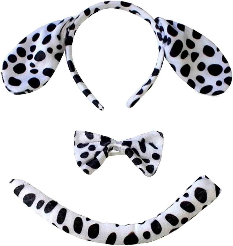 Bowtie vocal wale Tail for Halloween Cosplay Birthday IMEKIS Baby Kids Girl Dalmatian Dog Milk Cow Costume Tutu Dress with Ears Headband 