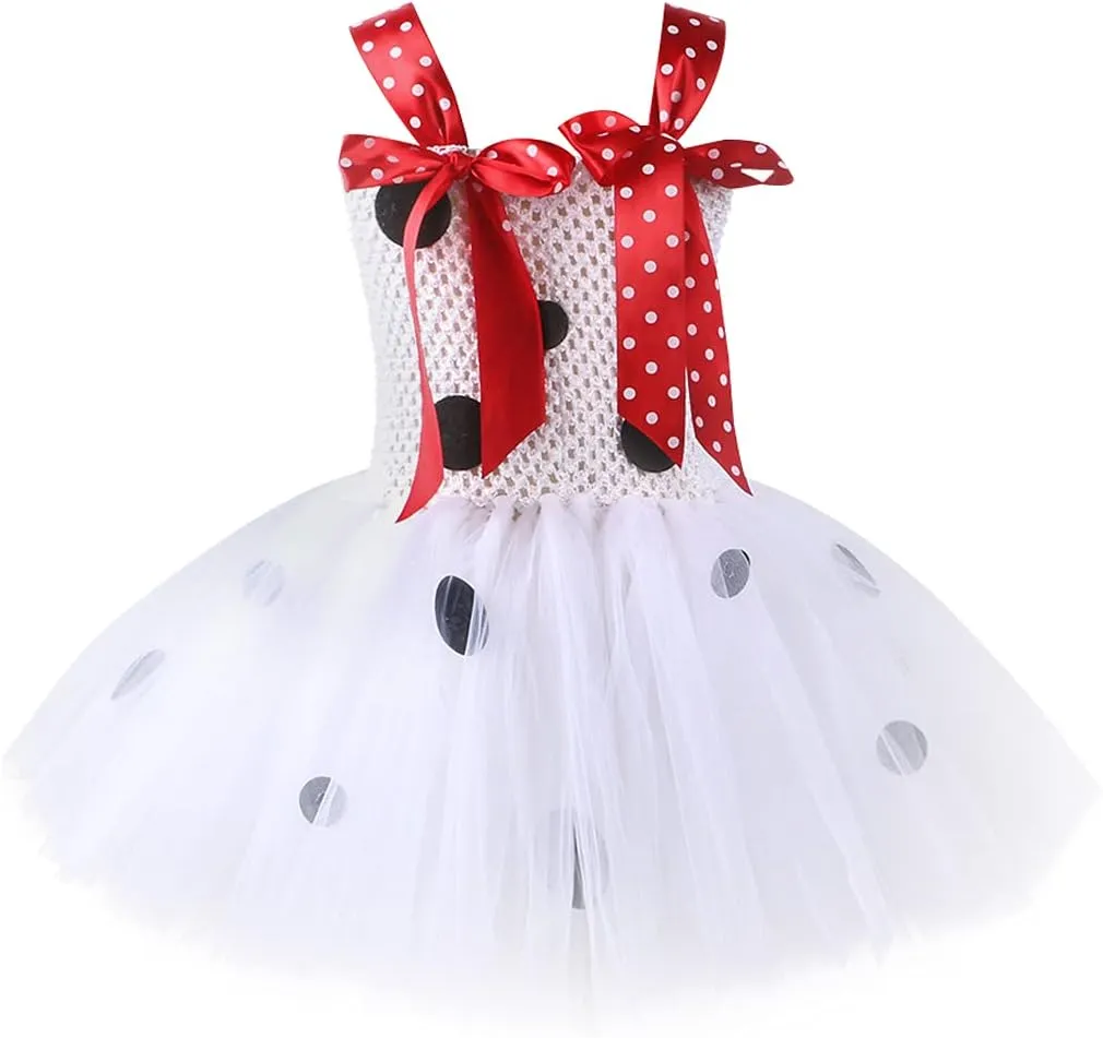 Bowtie vocal wale Tail for Halloween Cosplay Birthday IMEKIS Baby Kids Girl Dalmatian Dog Milk Cow Costume Tutu Dress with Ears Headband 