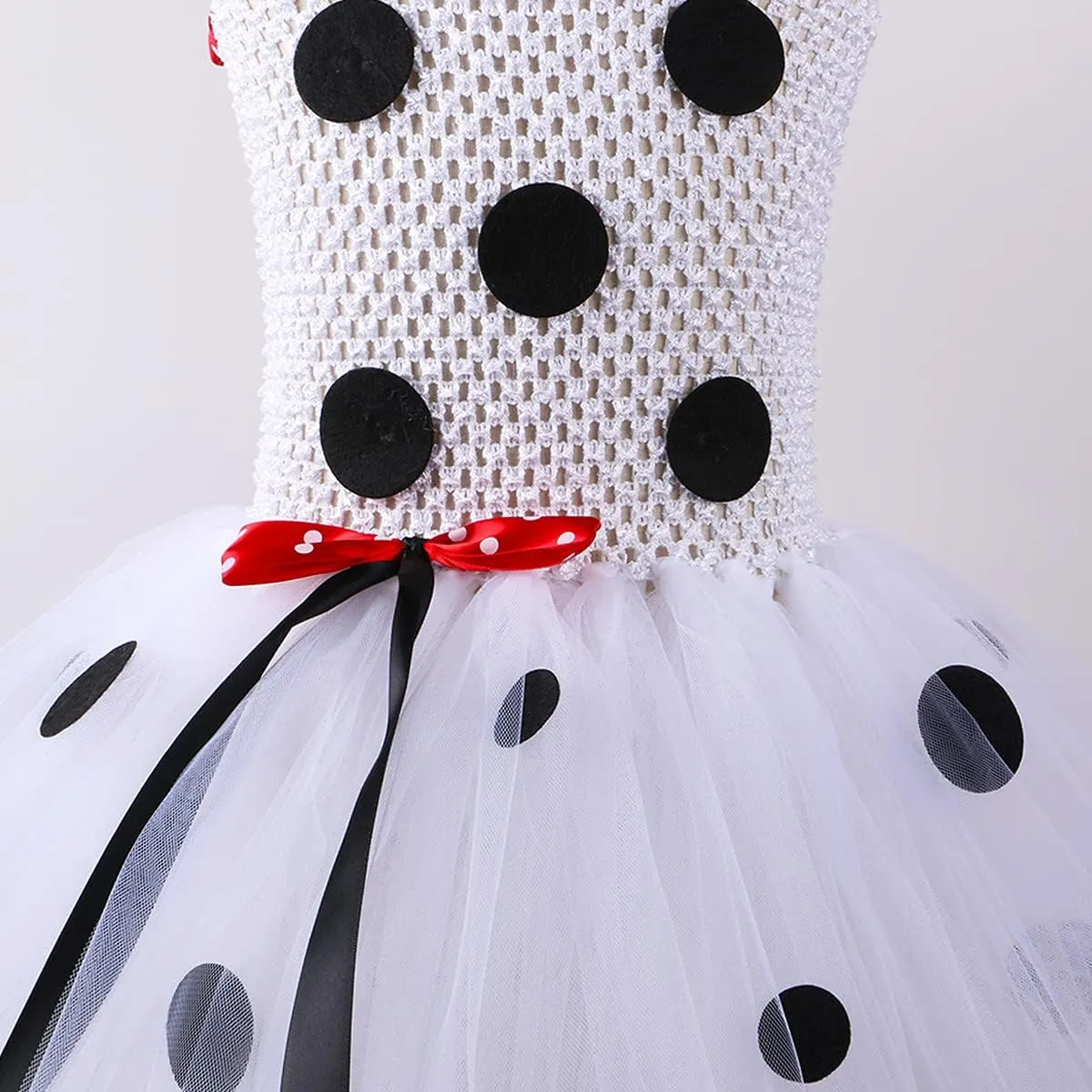 Bowtie vocal wale Tail for Halloween Cosplay Birthday IMEKIS Baby Kids Girl Dalmatian Dog Milk Cow Costume Tutu Dress with Ears Headband 