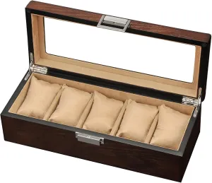 Box Five-Grid Wooden Display Box Jewelry Bracelet Storage stem responsive intelligence geography Box??Beige?? Wooden Skylight Watch 