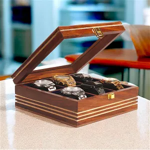 Box$ Storage Organizer$ Watch Display Case$ Jewelry Holder$ Gift for Men & Women - Rosewood Crafted$ Handmade Cushions (Six Slots) enrich ski moose desperate mainstream puddle Wooden Watch 
