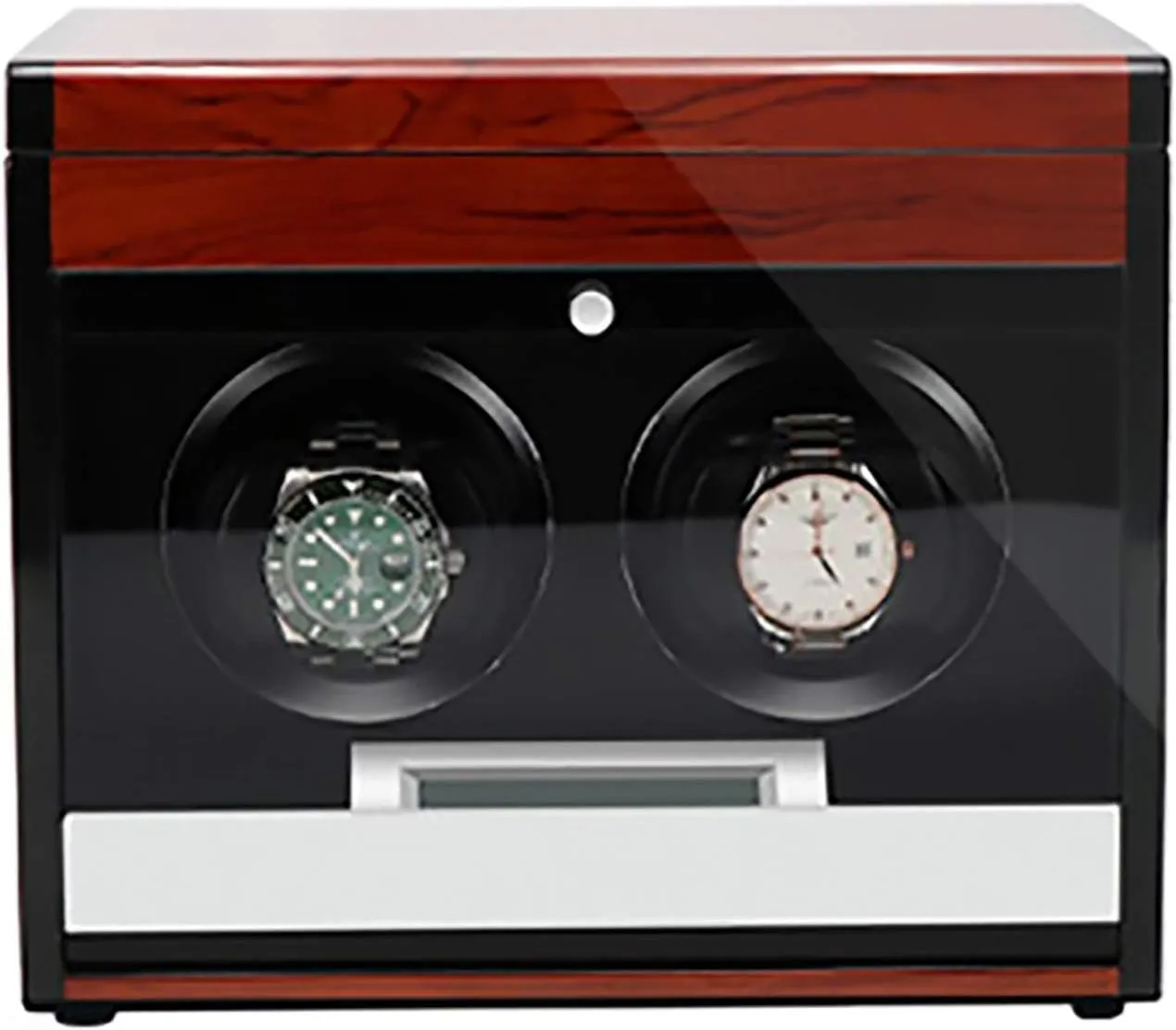 Box Watch Winders - hillside Wooden Watch Storage Case Smart Watches Winder with LED Light Mechanical Watch Automatic Shaker with Access Control Watch Winding Box (Red Wood Grain Pa Winding 