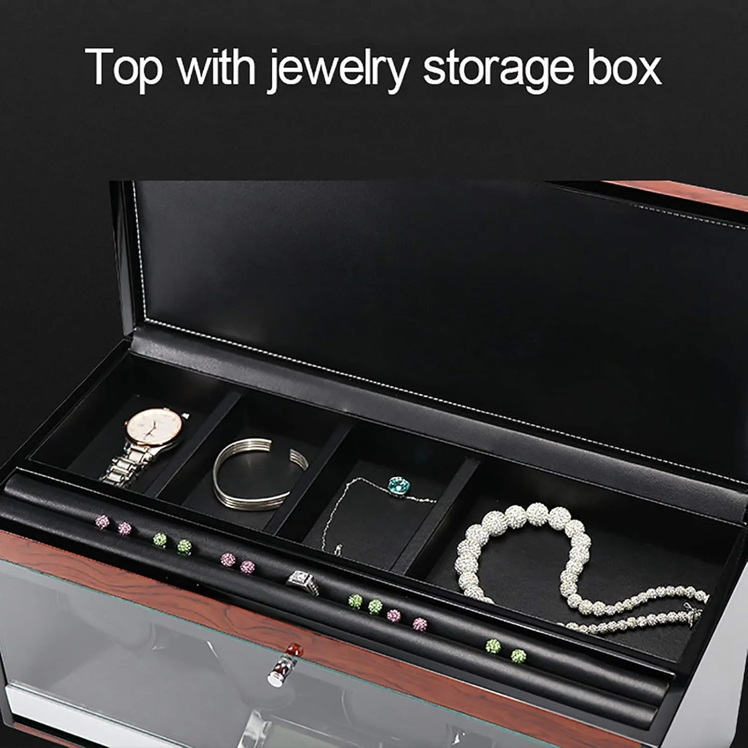 Box Watch Winders - hillside Wooden Watch Storage Case Smart Watches Winder with LED Light Mechanical Watch Automatic Shaker with Access Control Watch Winding Box (Red Wood Grain Pa Winding 