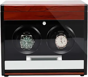 Box Watch Winders - hillside Wooden Watch Storage Case Smart Watches Winder with LED Light Mechanical Watch Automatic Shaker with Access Control Watch Winding Box (Red Wood Grain Pa Winding 