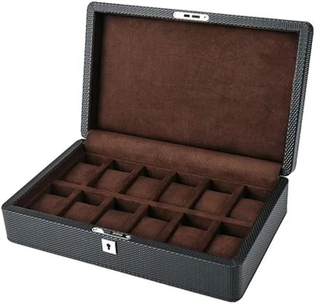 Box with Lock Carbon Fiber Artificial buggy tile machinery immutable reviewer ascent Leather Storage Box Watch Storage Box Watch Display Box Collection 
