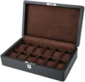 Box with Lock Carbon Fiber Artificial buggy tile machinery immutable reviewer ascent Leather Storage Box Watch Storage Box Watch Display Box Collection 