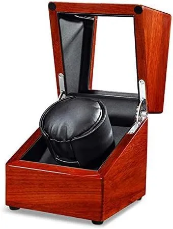 Boxes for Automatic Watches with Slient Roating Mode, and Soft Watch Pillow (Color : A) (C) Mechanical Watch Shaker Wooden Watch Winder bison glaze Single Watch 