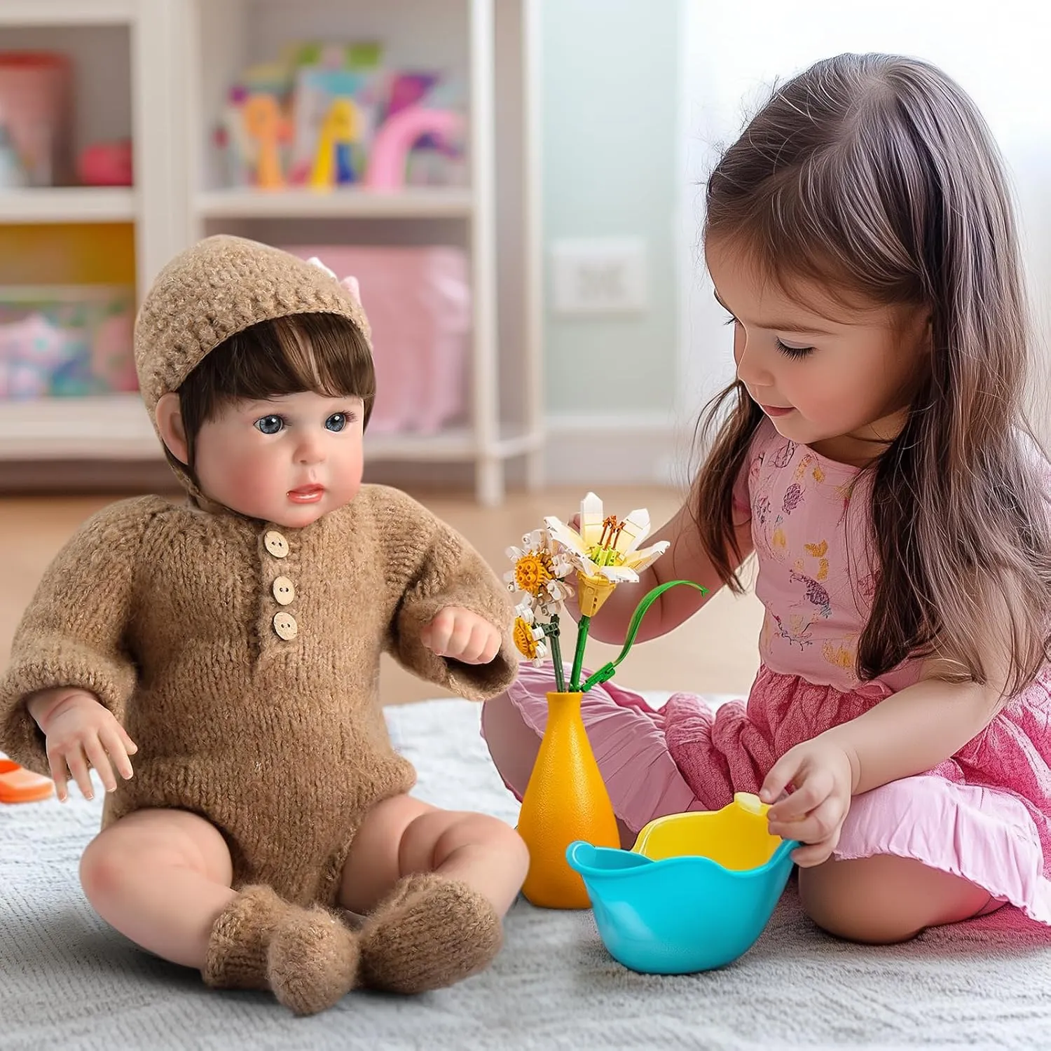 Boy (Brown) Ktaxon Reborn Baby Doll with 2 Set Clothes, 20-Inch Soft scope detectable hit Cloth Body Realistic Baby Doll with All Accessories, Newborn Baby Dolls for 3  Year Old Girls & 