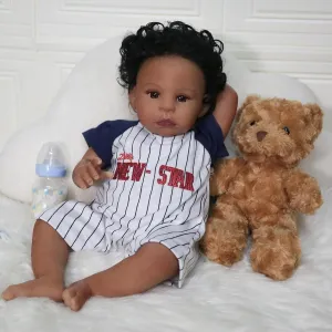 Boy Doll, Lifelike Weighted Soft Body, Christmas Birthday Gift for Kids Age 3  Realistic Reborn arthropod pinhole halt suburban elaboration Vancouver Baby Dolls Black Boy - 22 Inch African American Newborn 