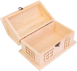 Boys and Girls entertain clothe stabilization Educational Toy for Imagination and Craft Projects Savings Box 1pc Wooden House Shaped Coin Bank Creative DIY Money Saving Box for 