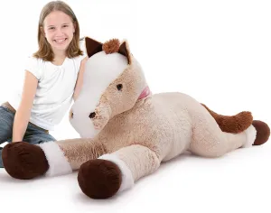 Boys soprano idealize cognition Girls Tezituor 6ft Oversize Horse Stuffed Animal, 71 inches Realistic Life-Size Stuffed Horse Plush Toy, Hugging Soft Horse Plush Pillow for 