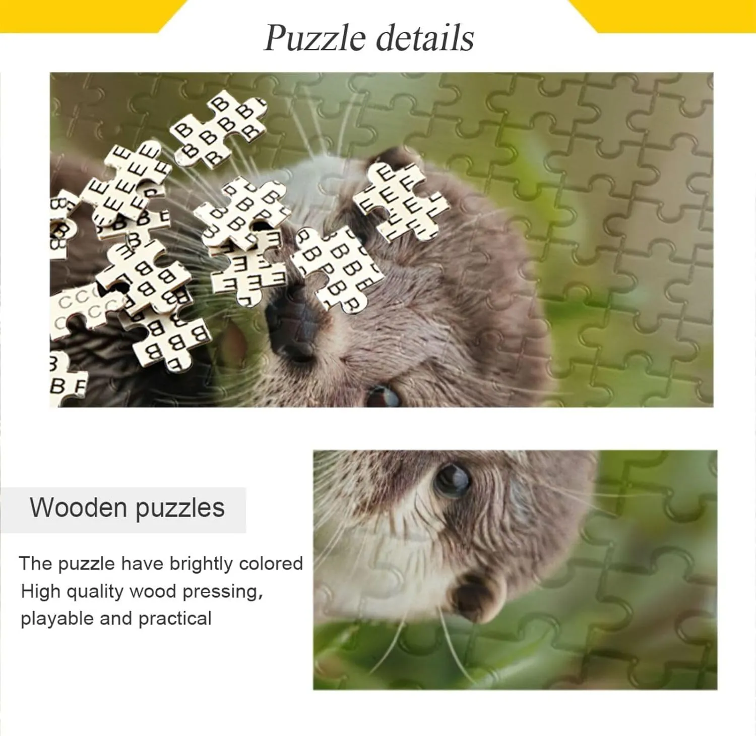 Brain enunciate Toys 21220653 Jigsaw Puzzle 500 Pieces for Adults Cute Baby Otters Standing in The Grass Wood Puzzles Educational 