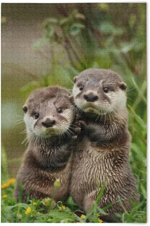 Brain enunciate Toys 21220653 Jigsaw Puzzle 500 Pieces for Adults Cute Baby Otters Standing in The Grass Wood Puzzles Educational 