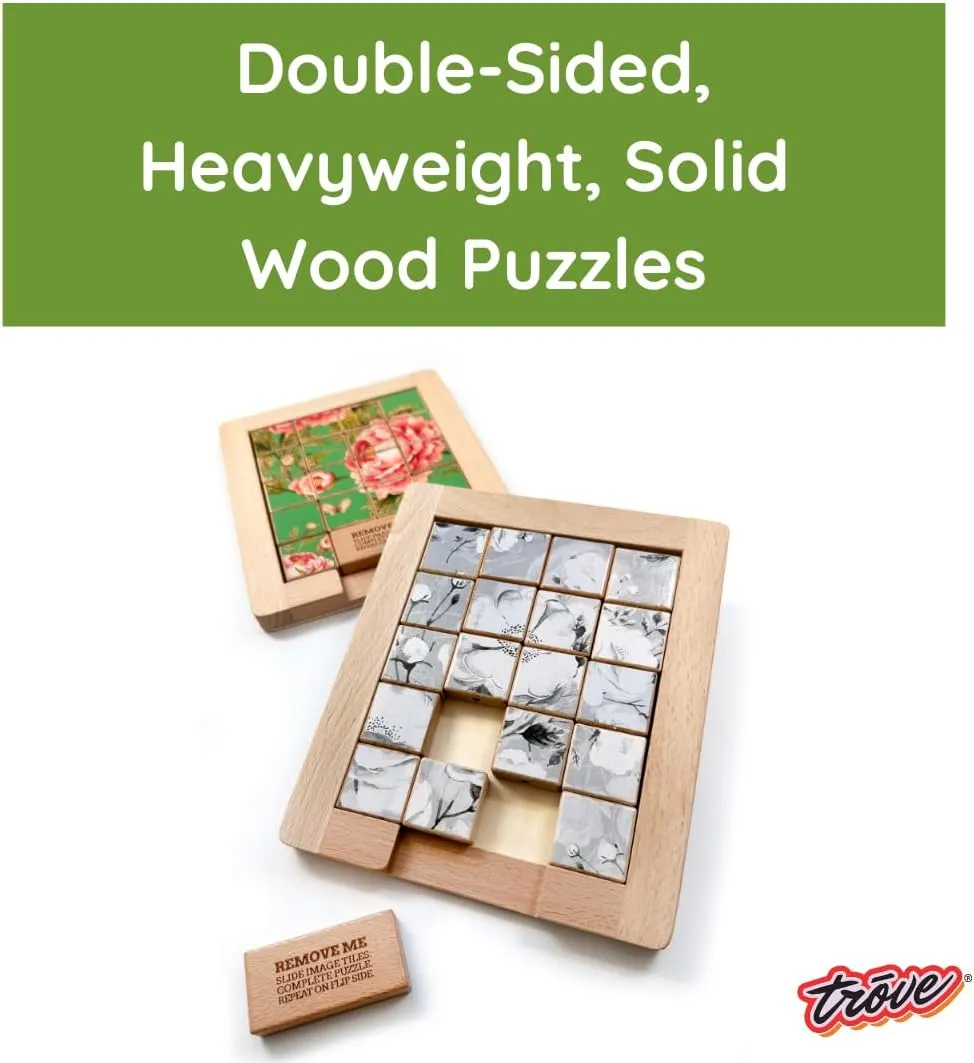 Brain Teaser$ cessation displace Classic Slide Puzzle$ Klotski$ Great for Travel$ Great for All Ages TROVE - Dualities Sliding Wooden Puzzles$ Black   White - STEM$ Challenging$ Entertaining$ Fun$ 