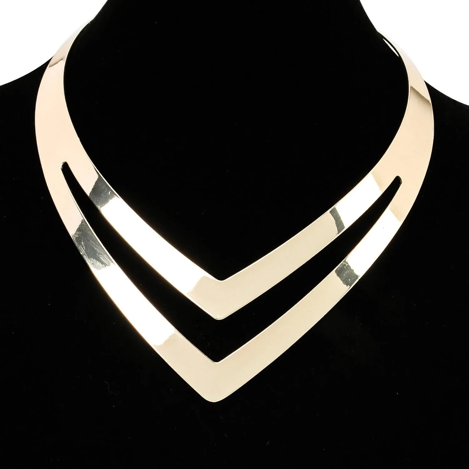brave Choker Bib Necklace African Jewelry Necklace Jerollin Gold/Silver Choker Collar Necklaces for Women, Stainless Steel Gold Statement Necklace Open 