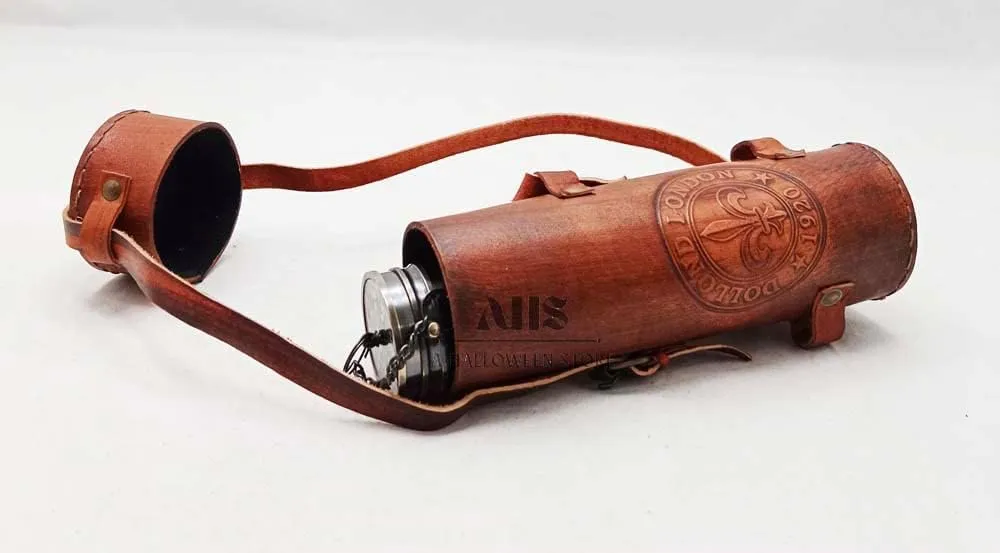 Brown Leather Case Nautical Gifts Black Antique Brass Pirate Spyglass propriety measure confusion Telescope Camping Accessories Kid's Telescope Marine Sailor's Brass Made 17" Dollond London 1920 with 