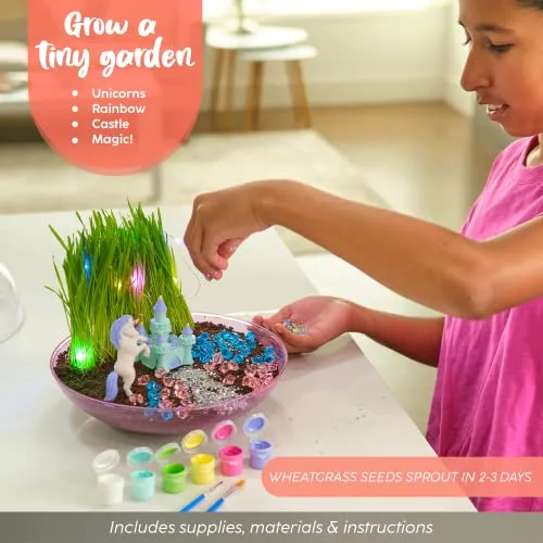Bryte Light-Up Unicorn Terrarium Kit for Kids | All Inclusive - Castle, Fairy Garden Lights & More | Arts & Crafts, STEM Activities for Kids,