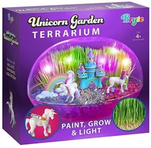 Bryte Light-Up Unicorn Terrarium Kit for Kids | All Inclusive - Castle, Fairy Garden Lights & More | Arts & Crafts, STEM Activities for Kids,