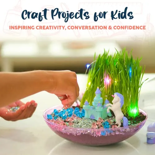 Bryte Light-Up Unicorn Terrarium Kit for Kids | All Inclusive - Castle, Fairy Garden Lights & More | Arts & Crafts, STEM Activities for Kids,