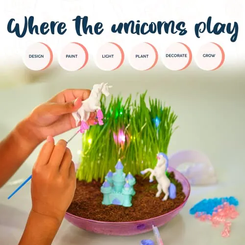 Bryte Light-Up Unicorn Terrarium Kit for Kids | All Inclusive - Castle, Fairy Garden Lights & More | Arts & Crafts, STEM Activities for Kids,