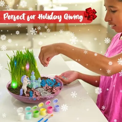 Bryte Light-Up Unicorn Terrarium Kit for Kids | All Inclusive - Castle, Fairy Garden Lights & More | Arts & Crafts, STEM Activities for Kids,