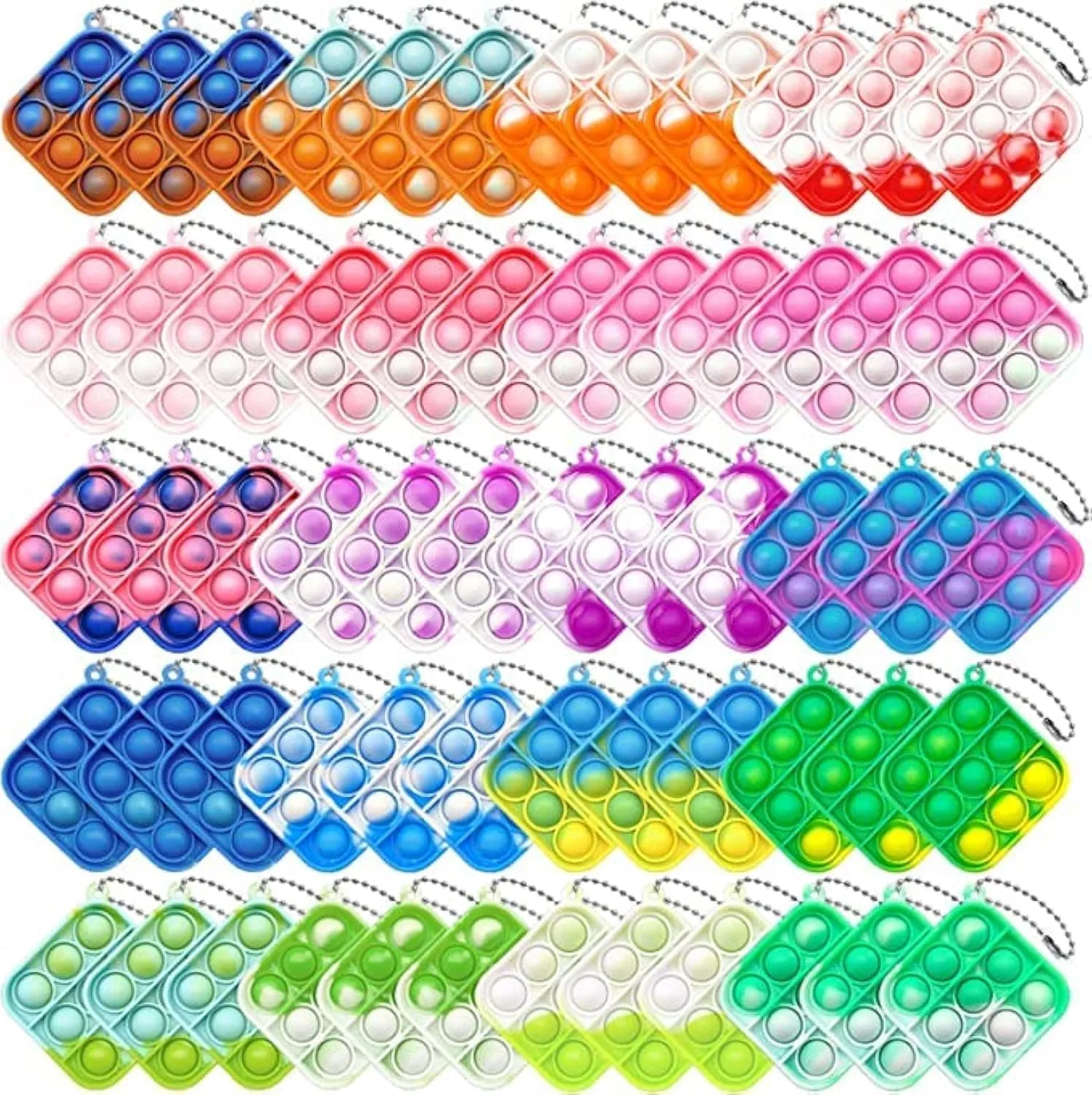 Bubble Fidget Sensory Toys,Toys for Kids Adult gourmet Gifts Christmas 60Pcs Mini Pop Push It Keychain Fidget Toy Pack,Mini Pop Push It 
