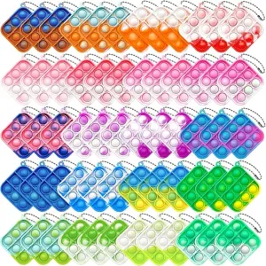 Bubble Fidget Sensory Toys,Toys for Kids Adult gourmet Gifts Christmas 60Pcs Mini Pop Push It Keychain Fidget Toy Pack,Mini Pop Push It 