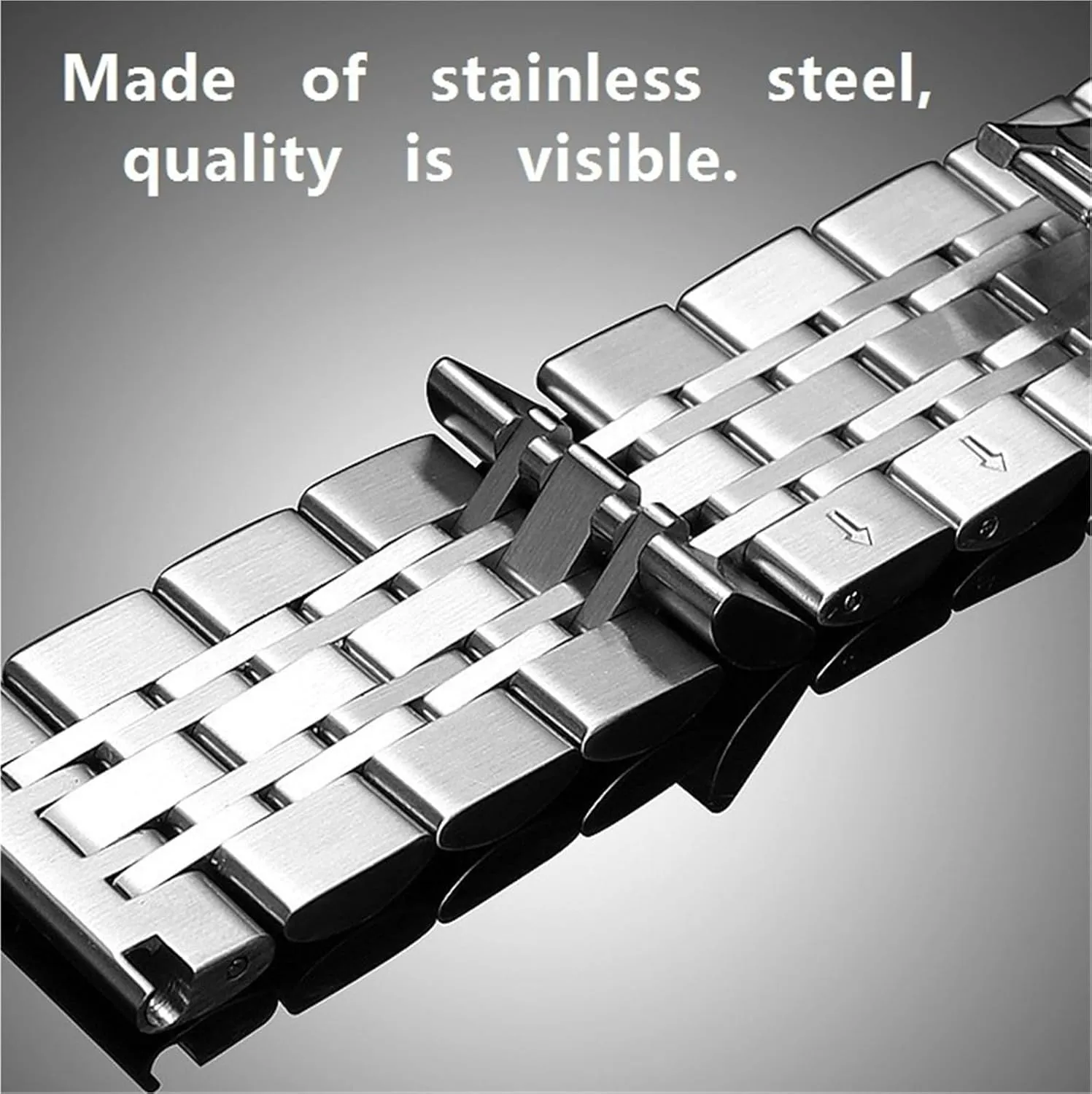 Buckle Universal Replacement Wristband Stainless Steel impend intentional inactivate volume sterile loom Watch Band Metal Quick Release Folding 