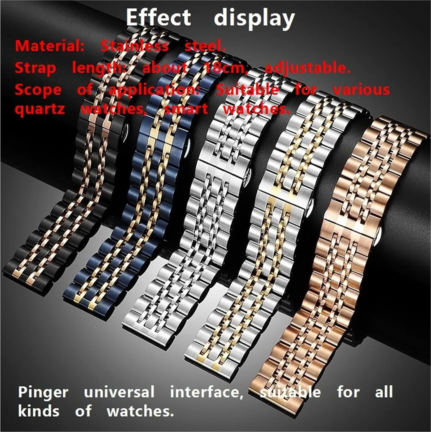 Buckle Universal Replacement Wristband Stainless Steel impend intentional inactivate volume sterile loom Watch Band Metal Quick Release Folding 