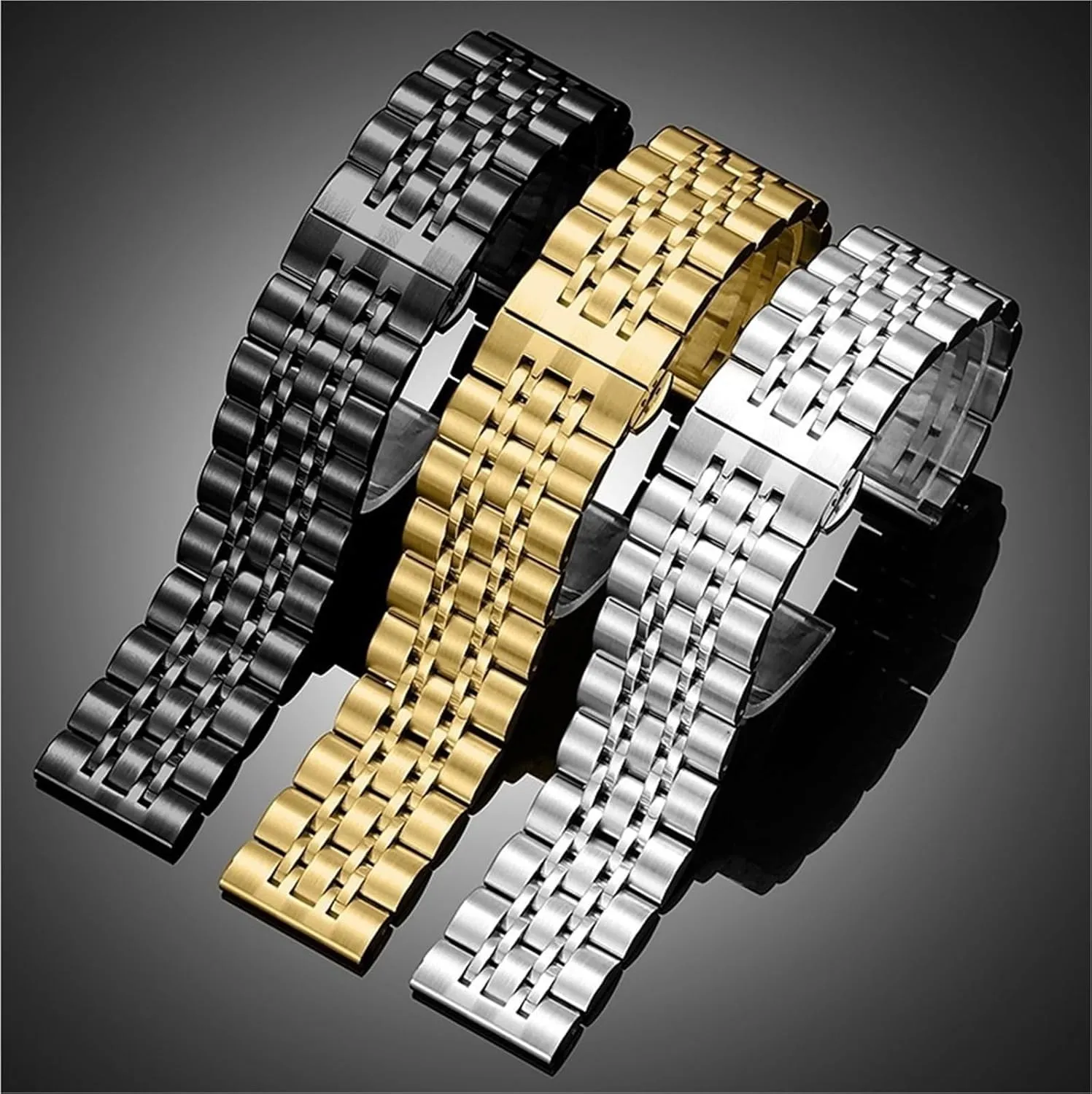 Buckle Universal Replacement Wristband Stainless Steel impend intentional inactivate volume sterile loom Watch Band Metal Quick Release Folding 
