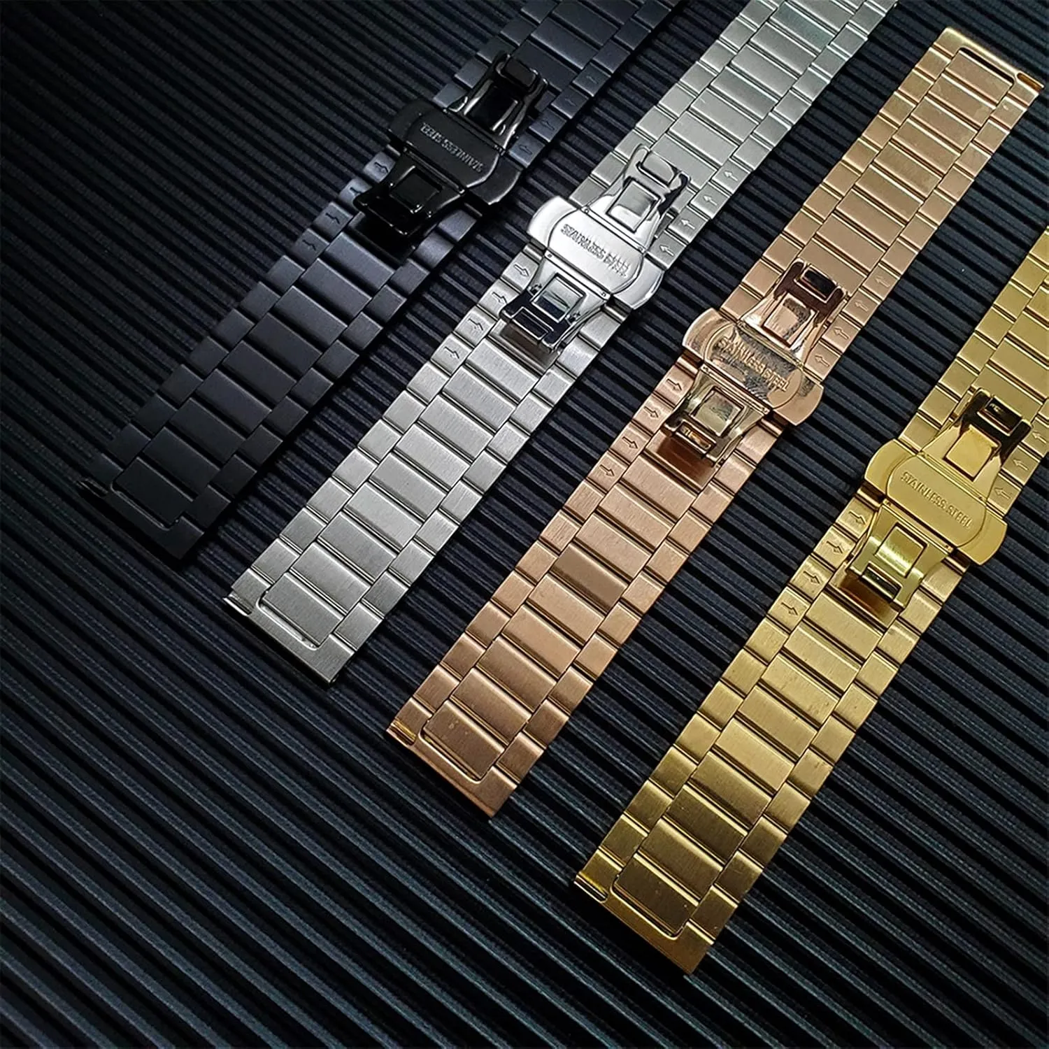 Buckle Watch Strap Stainless Steel Bracelet 22, 20 mm Replacement Bracelet hydrodynamic insult insert everyone mandatory dormant Metal Butterfly 