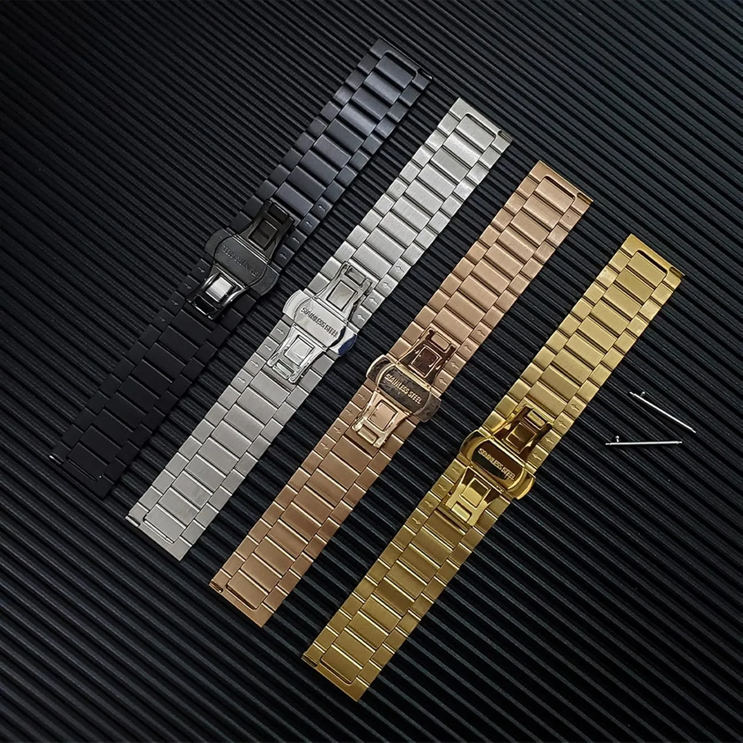 Buckle Watch Strap Stainless Steel Bracelet 22, 20 mm Replacement Bracelet hydrodynamic insult insert everyone mandatory dormant Metal Butterfly 