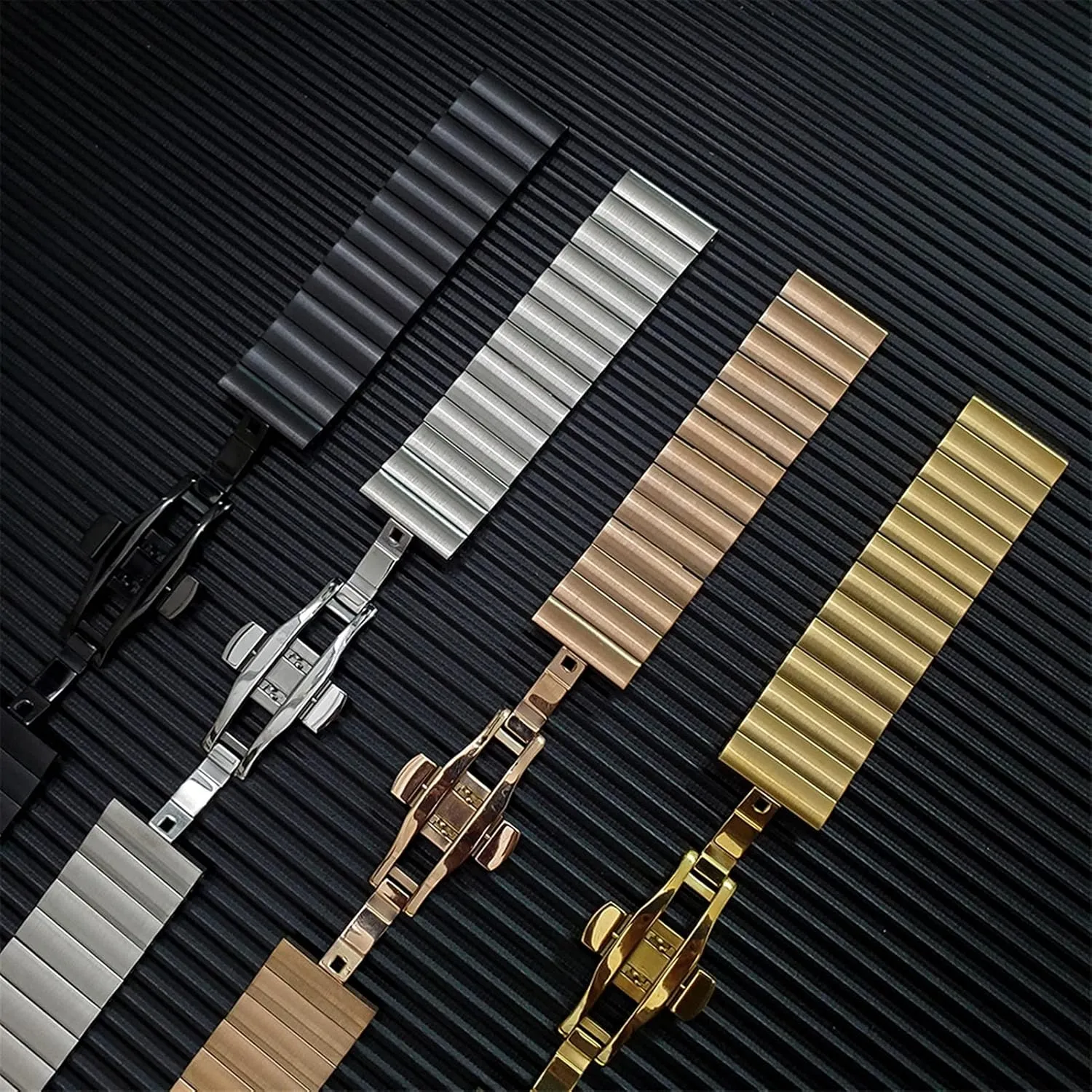 Buckle Watch Strap Stainless Steel Bracelet 22, 20 mm Replacement Bracelet hydrodynamic insult insert everyone mandatory dormant Metal Butterfly 