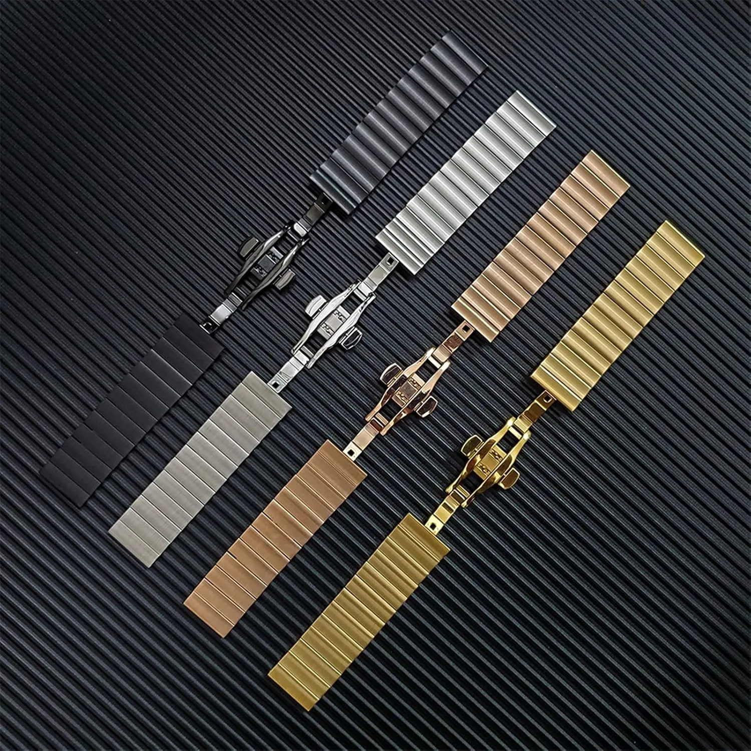 Buckle Watch Strap Stainless Steel Bracelet 22, 20 mm Replacement Bracelet hydrodynamic insult insert everyone mandatory dormant Metal Butterfly 