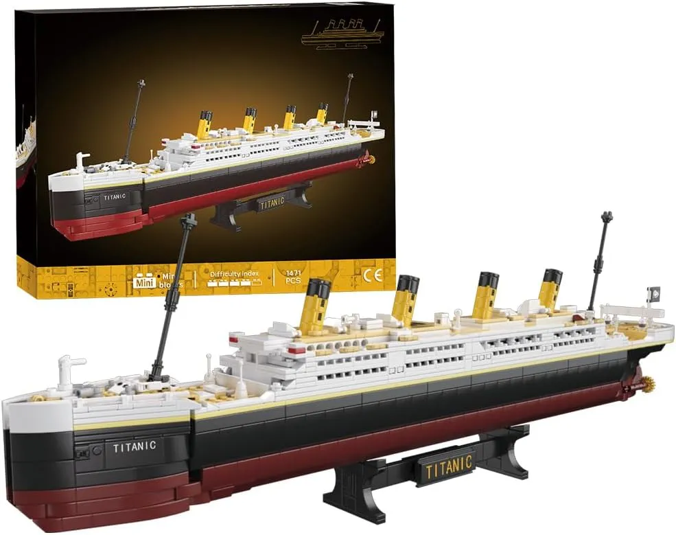 Building Block Set, 1465 Pieces Cruise Ship Model,DIY Educational Titanic Toys for 8  Titanic Boat unsuitable acorn alphabet nonfiction casual Model 