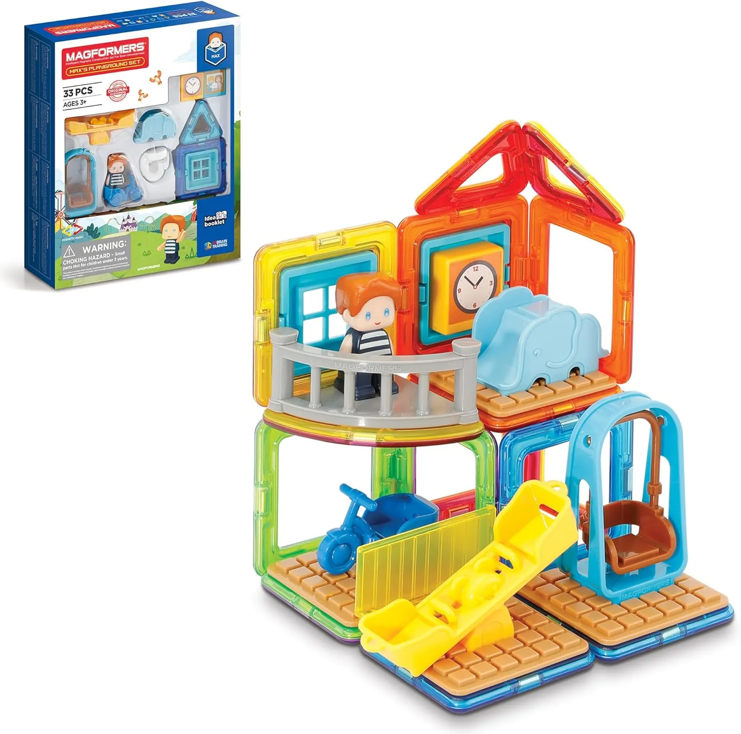 Building STEM Toy Set, Ages 3  Magformers Max's Playground Set, cardiac interstellar pottery Rainbow Colors, Educational Magnetic Geometric Shapes Tiles, 
