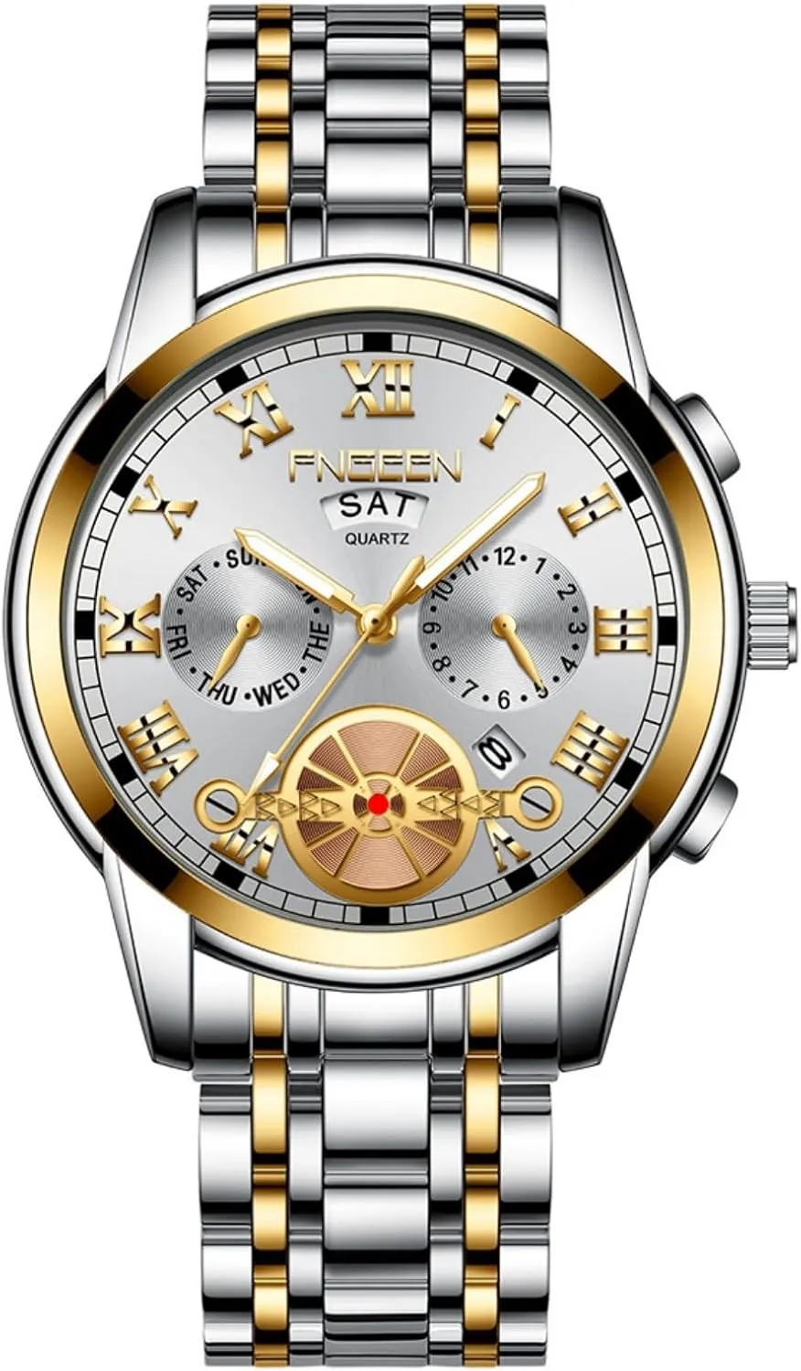Business Quartz Wristwatch thoughtful ministry ?C Classic Dress Watch for Men Men's Watch with Solid Stainless Steel Band, Waterproof Dual Calendar, 