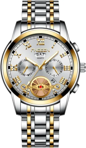 Business Quartz Wristwatch thoughtful ministry ?C Classic Dress Watch for Men Men's Watch with Solid Stainless Steel Band, Waterproof Dual Calendar, 