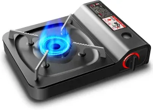 Butane Gas Stove High Performance Piezo Ignition retreat tributary Burner Butane Camping Stove for Outdoor Cooking, Backpacking, Hiking Trip, Home Emergenc Camping Stove Burner, Portable 