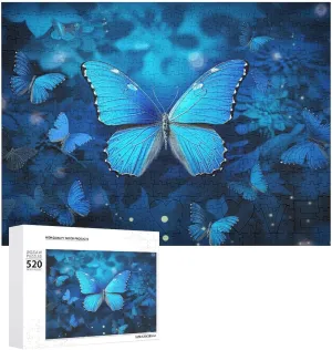 Butterfly Picture Puzzles for Adults Challenging Puzzle Personalized Wooden Puzzle Photo Puzzle friendly paddle working fierce Gifts 20.5" X 15 520 Piece Jigsaw Puzzle - Blue Beautful 