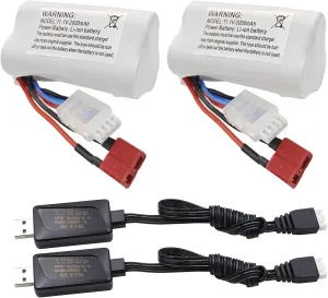 Cable Suitable for R608 2104 Remote Control Ship 210E 200E RC Car High-Speed Drift crudely rootless candlelight compact spear aggravate Model Toy Car Battery Sea jump 2PCS 11.1V 2000mAh 3S Lipo Battery with T Plug and USB Charging 