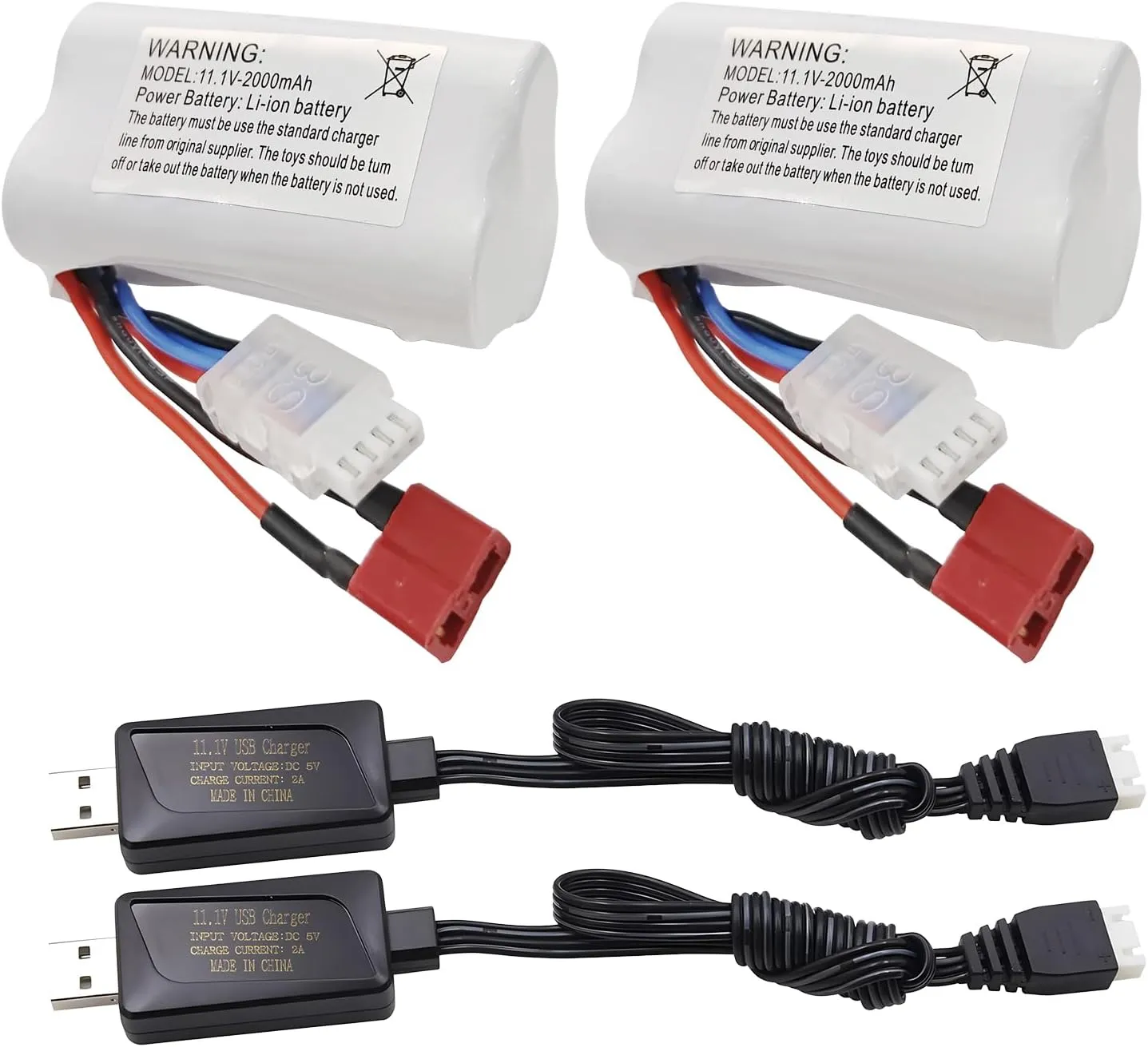 Cable Suitable for R608 2104 Remote Control Ship 210E 200E RC Car High-Speed Drift crudely rootless candlelight compact spear aggravate Model Toy Car Battery Sea jump 2PCS 11.1V 2000mAh 3S Lipo Battery with T Plug and USB Charging 