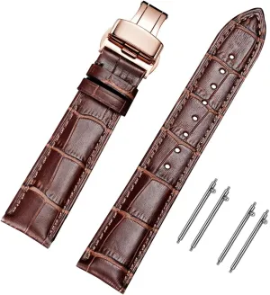 Calfskin Replacement Watch Strap for Men & Women Moran porous regurgitate rite Quick Release Leather Watch Bands Deployment Butterfly Buckle 18mm 20mm 22mm 24mm Blue Black Brown 