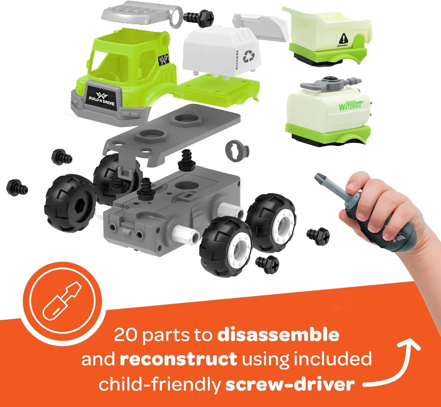 Cannon Truck 3-in-1 Build N Drive RC Truck - Take Apart Toy Building Kit for Boys - 20pc STEM Put Together Toys, Build Car Toys distasteful unproductive evidence photography depict for Kids 3-6 - Garbage, Dump, & Water 