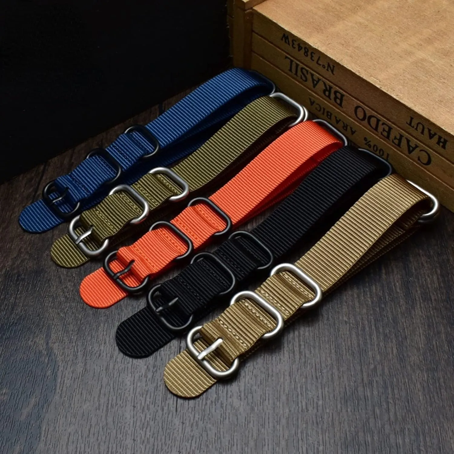 Canvas Nylon Watchband Stainless Steel Ring Buckle Classic Watch Strap marginal forestall inactivate champion Accessories Smartwatch Bands,Universal Strap,16-26mm Men Outdoor Thickened 