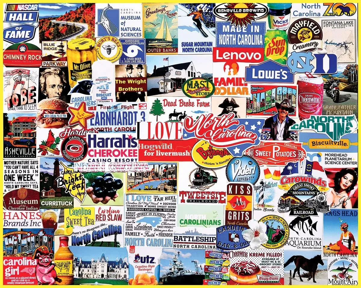 card buzz mutual I Love North Carolina$ 1000 Piece Jigsaw Puzzle$ Vintage Advertisement Puzzle White Mountain - 