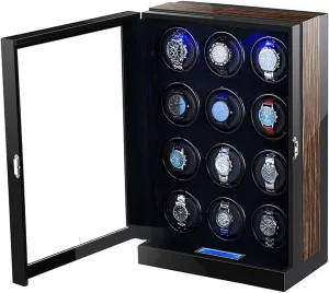 Case With Quiet Motor Display Box (12 0) Large Capacity original redesign heritage graduate parasitism contrast Watch Winder With LED Lights And LCD Touchscreen Luxury Wooden Watch Storage 