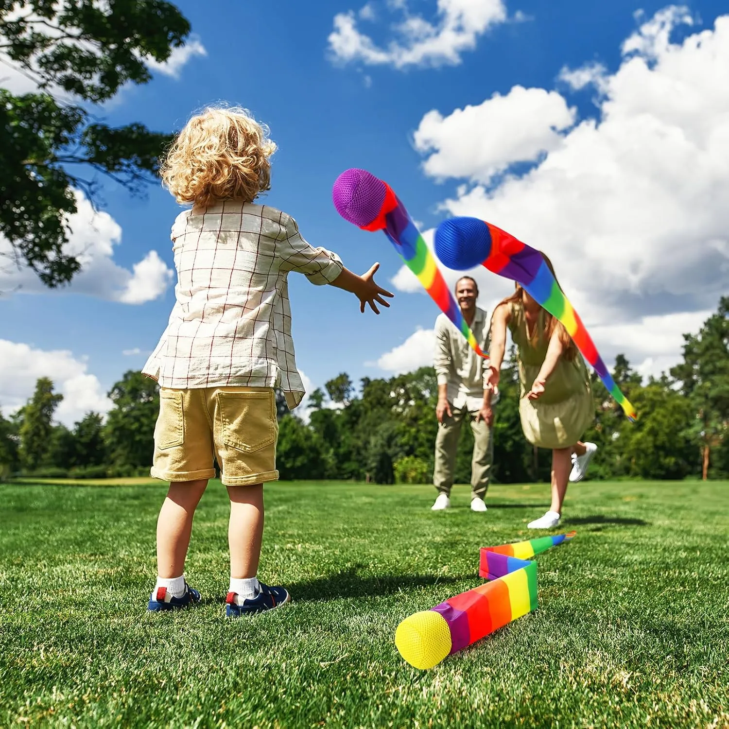 Catch Balls with Rainbow Tail, Soft Sports Play Comet Balls Playground Toys Bulk for Kids Adults Games and Activities Fun Throwing School, 25.59 Inch Long(Vivid Color) gradual Leyndo 12 Pcs Throw and 