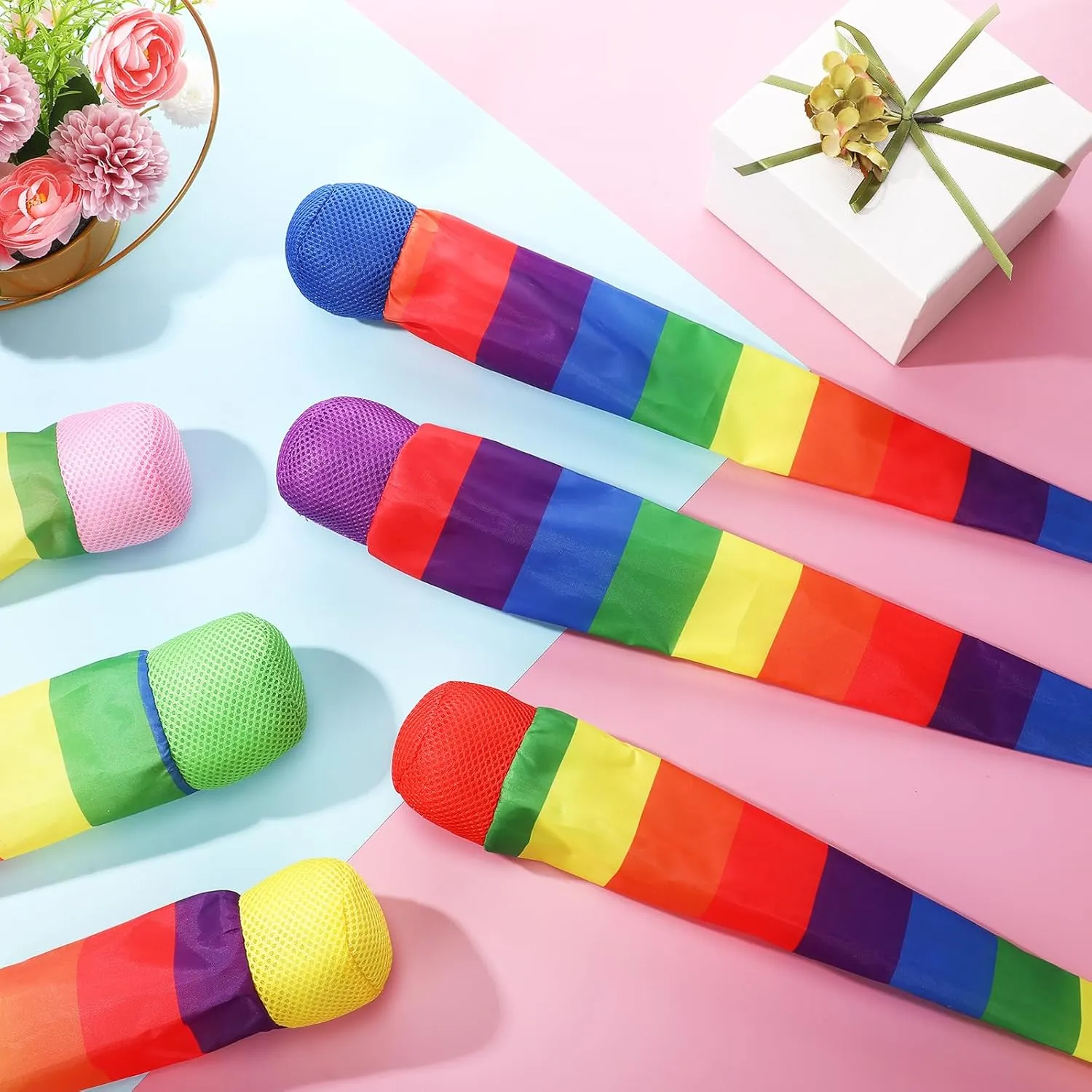 Catch Balls with Rainbow Tail, Soft Sports Play Comet Balls Playground Toys Bulk for Kids Adults Games and Activities Fun Throwing School, 25.59 Inch Long(Vivid Color) gradual Leyndo 12 Pcs Throw and 